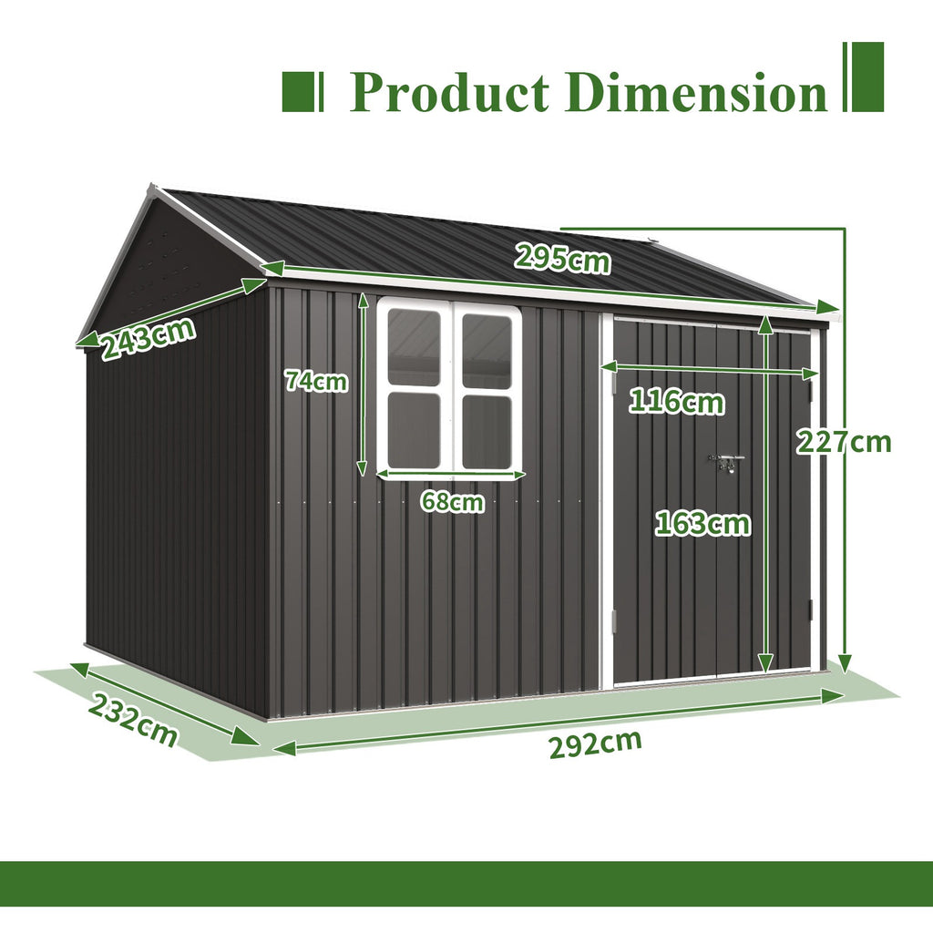 BIRCHTREE Garden Shed Metal With Window