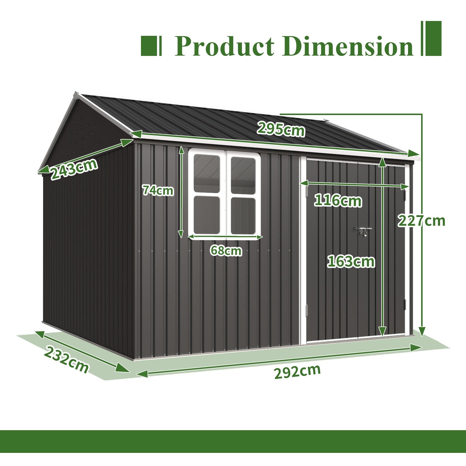 BIRCHTREE Garden Shed Metal With Window