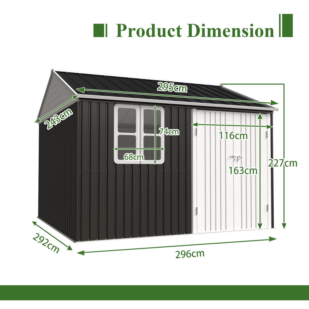 BIRCHTREE Garden Shed Metal With Window