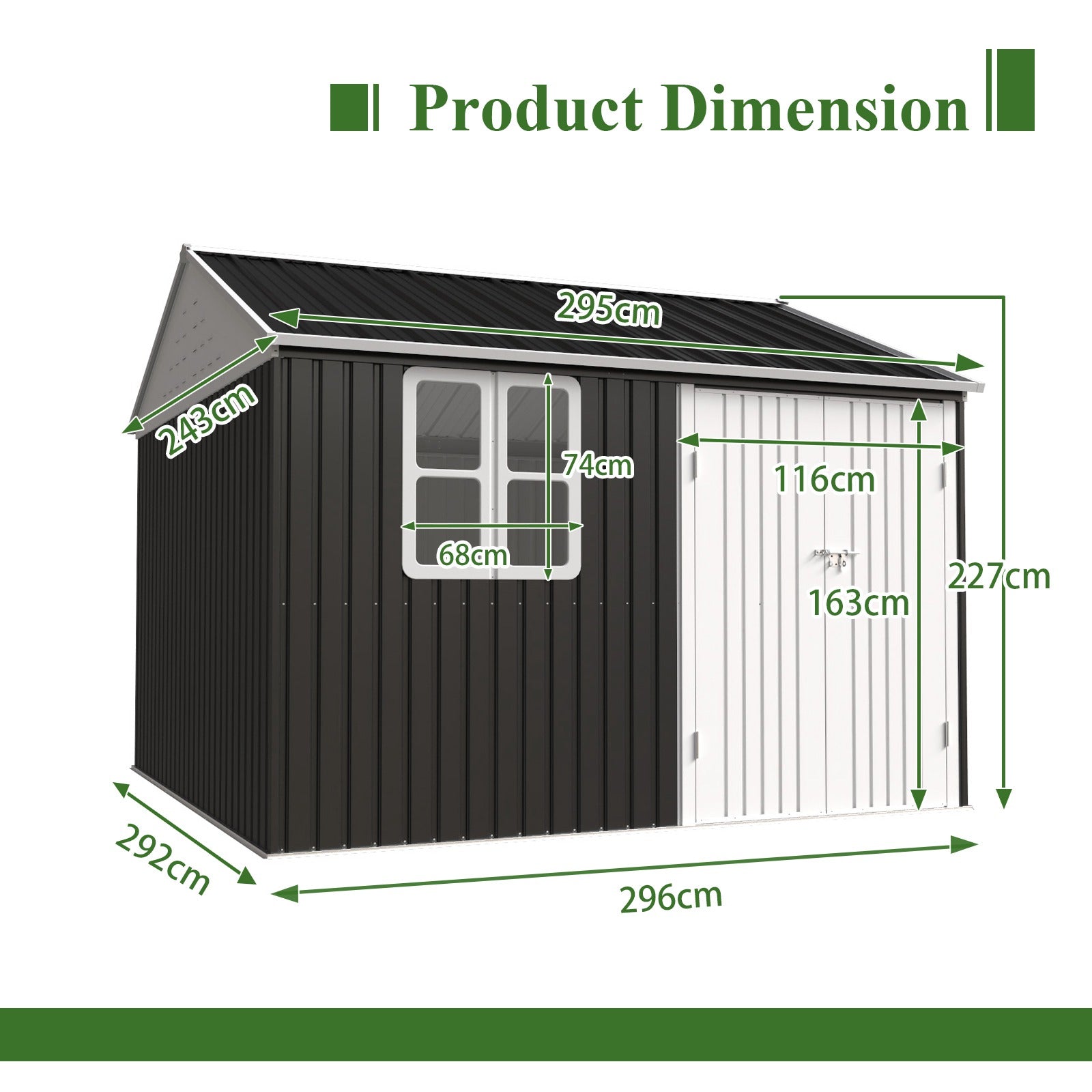 BIRCHTREE Garden Shed Metal With Window