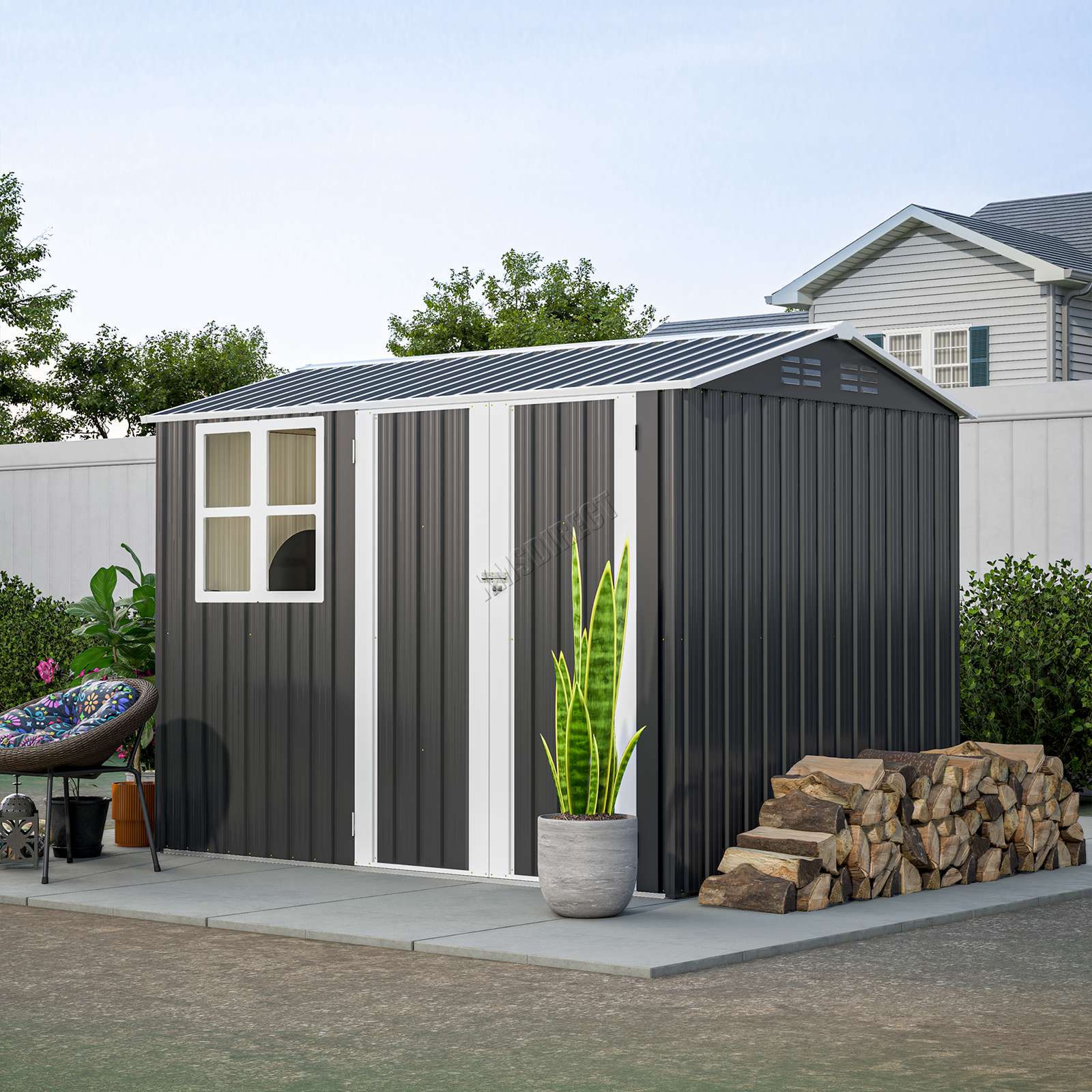 BIRCHTREE Garden Shed Metal With Window