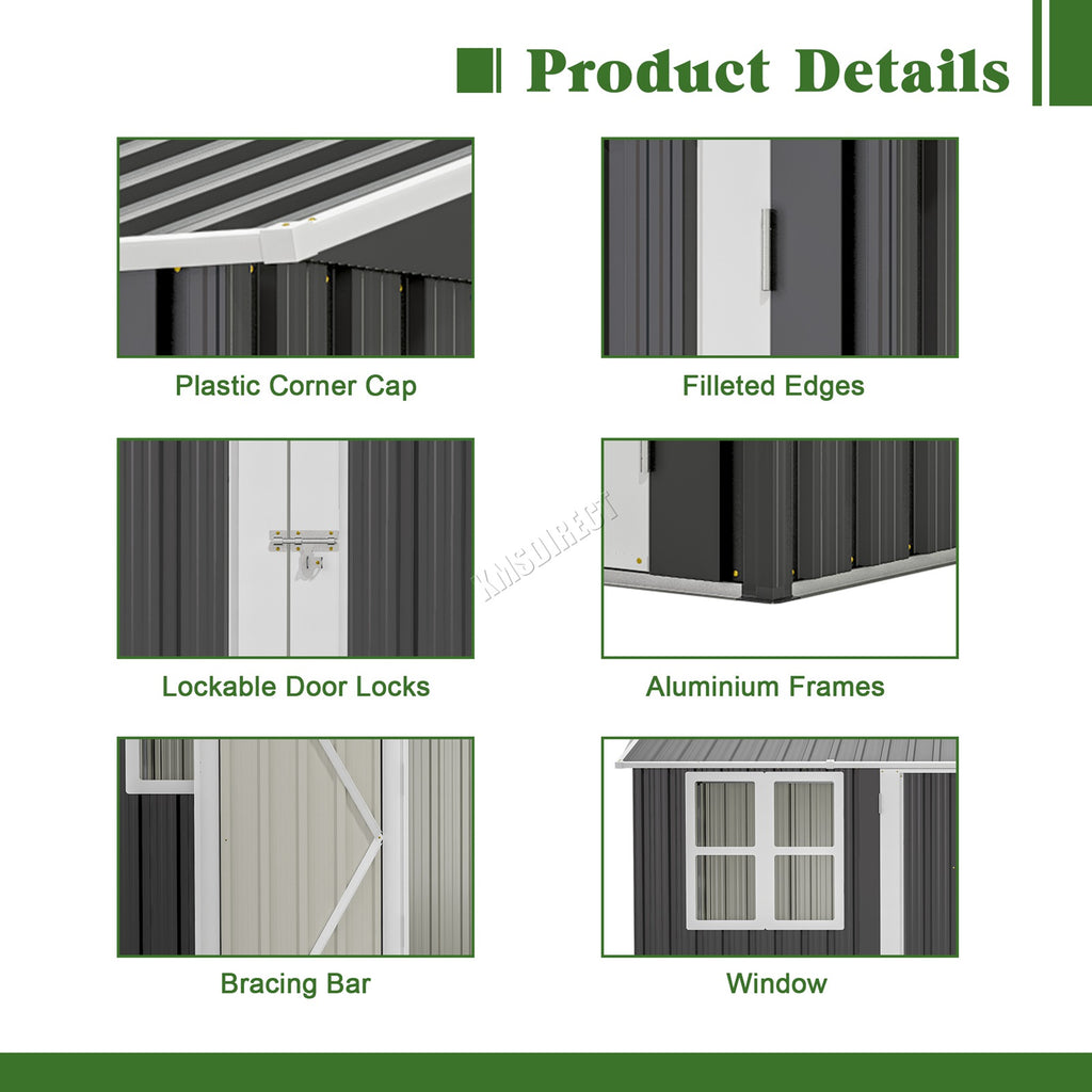 BIRCHTREE Garden Shed Metal With Window