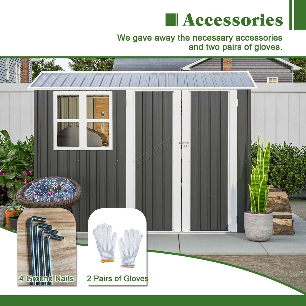 BIRCHTREE Garden Shed Metal With Window