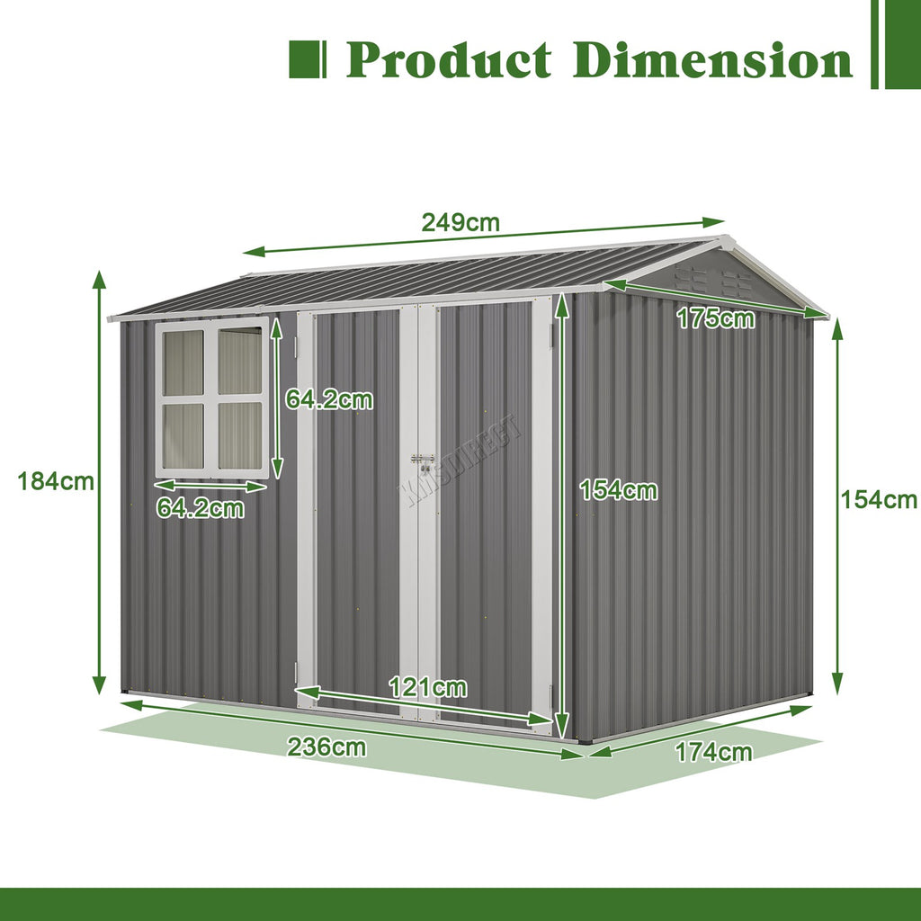 BIRCHTREE Garden Shed Metal With Window