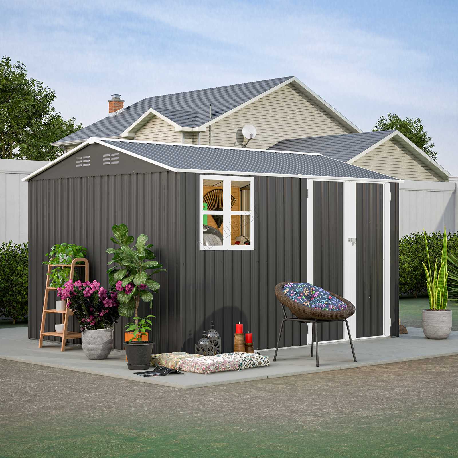 BIRCHTREE Garden Shed Metal With Window
