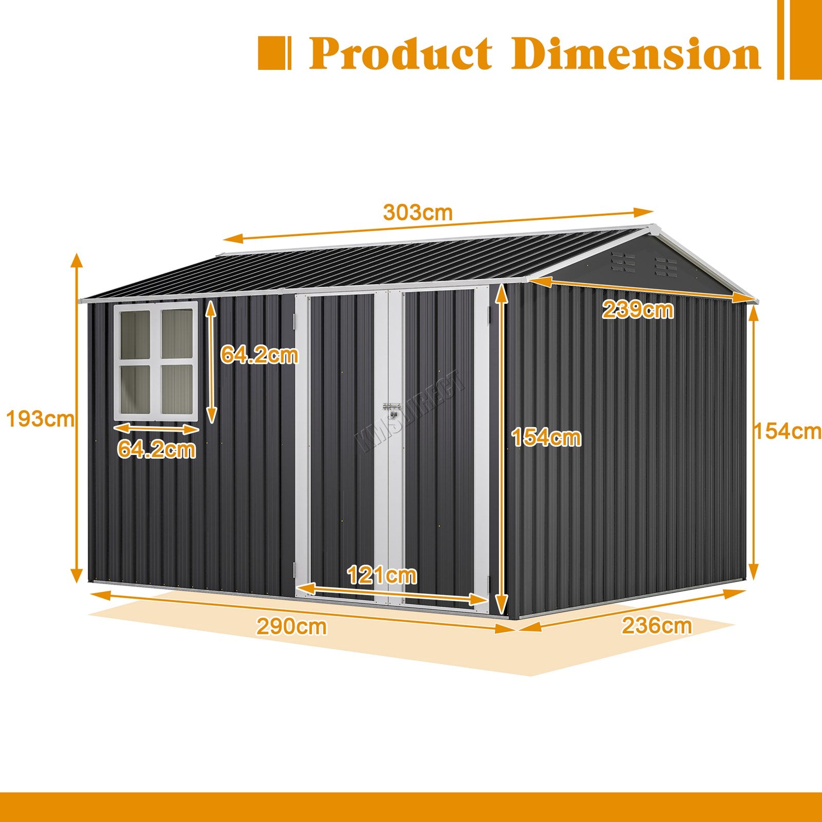 BIRCHTREE Garden Shed Metal With Window