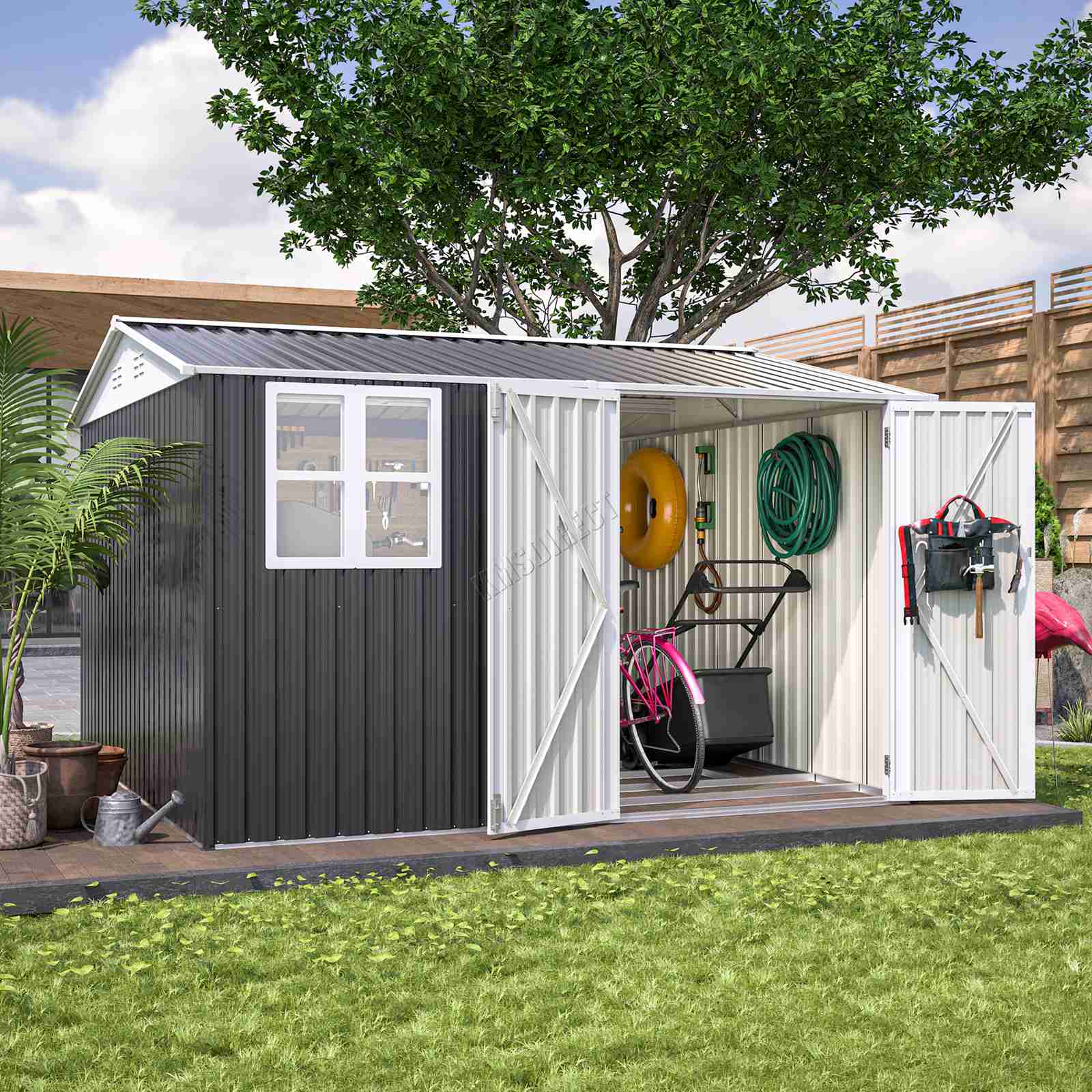 BIRCHTREE Garden Shed Metal With Window