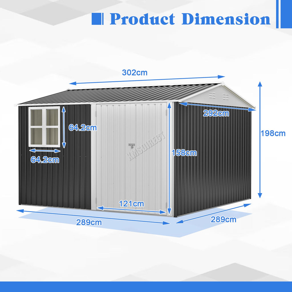 BIRCHTREE Garden Shed Metal With Window