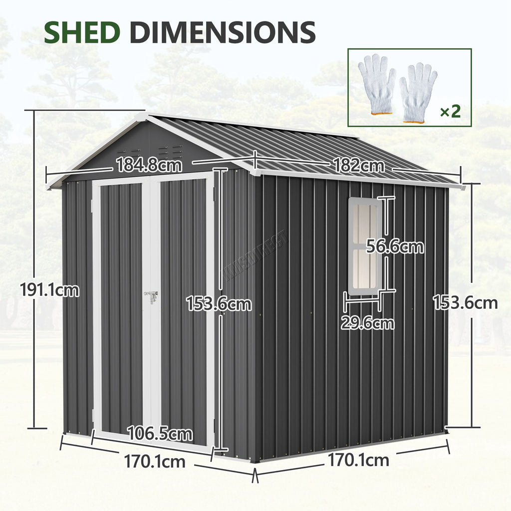 BIRCHTREE Garden Shed Metal With Window