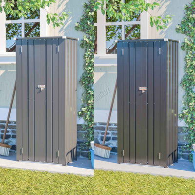 BIRCHTREE Metal Garden Storage Box Weatherproof Cabinet with Shelves