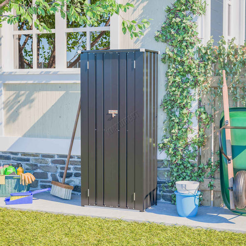 BIRCHTREE Metal Garden Storage Box Weatherproof Cabinet with Shelves