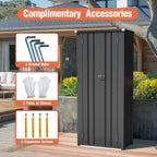 BIRCHTREE Metal Garden Storage Box Weatherproof Cabinet with Shelves