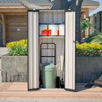BIRCHTREE Metal Garden Storage Box Weatherproof Cabinet with Shelves
