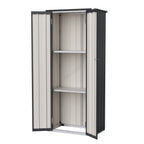 BIRCHTREE Metal Garden Storage Box Weatherproof Cabinet with Shelves