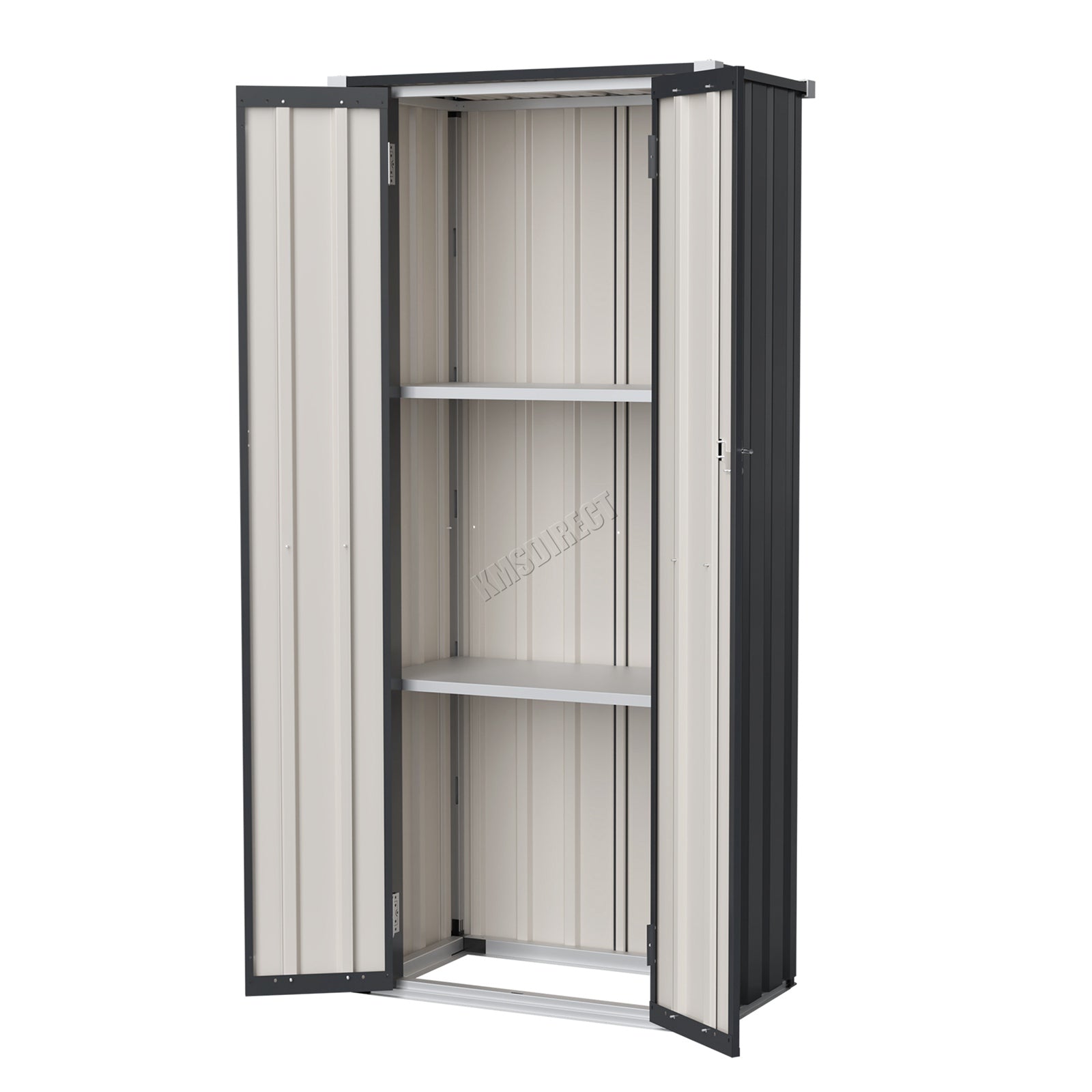 BIRCHTREE Metal Garden Storage Box Weatherproof Cabinet with Shelves