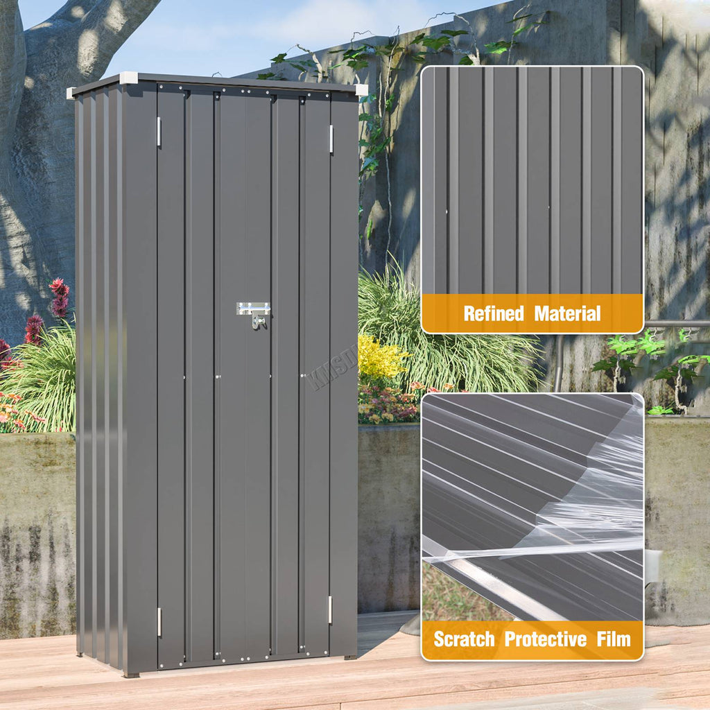 BIRCHTREE Metal Garden Storage Box Weatherproof Cabinet with Shelves