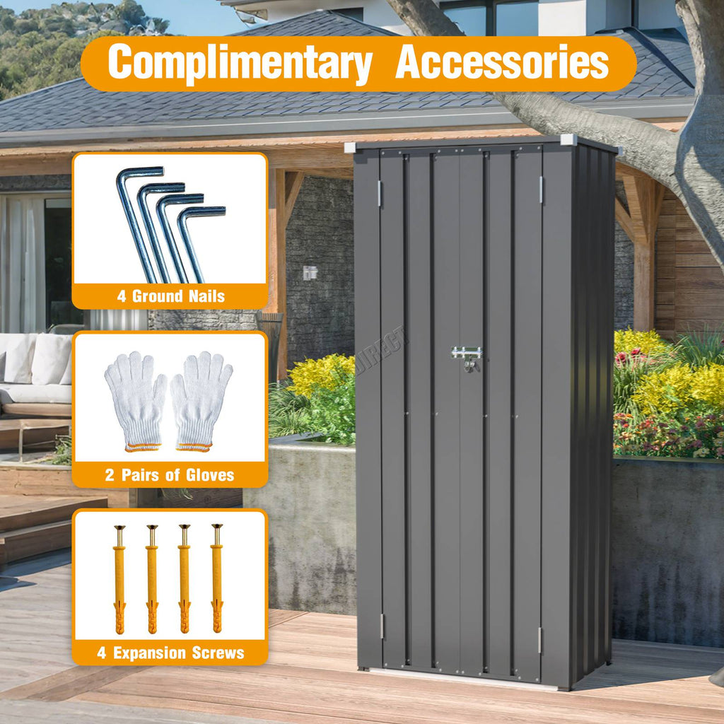 BIRCHTREE Metal Garden Storage Box Weatherproof Cabinet with Shelves
