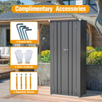 BIRCHTREE Metal Garden Storage Box Weatherproof Cabinet with Shelves