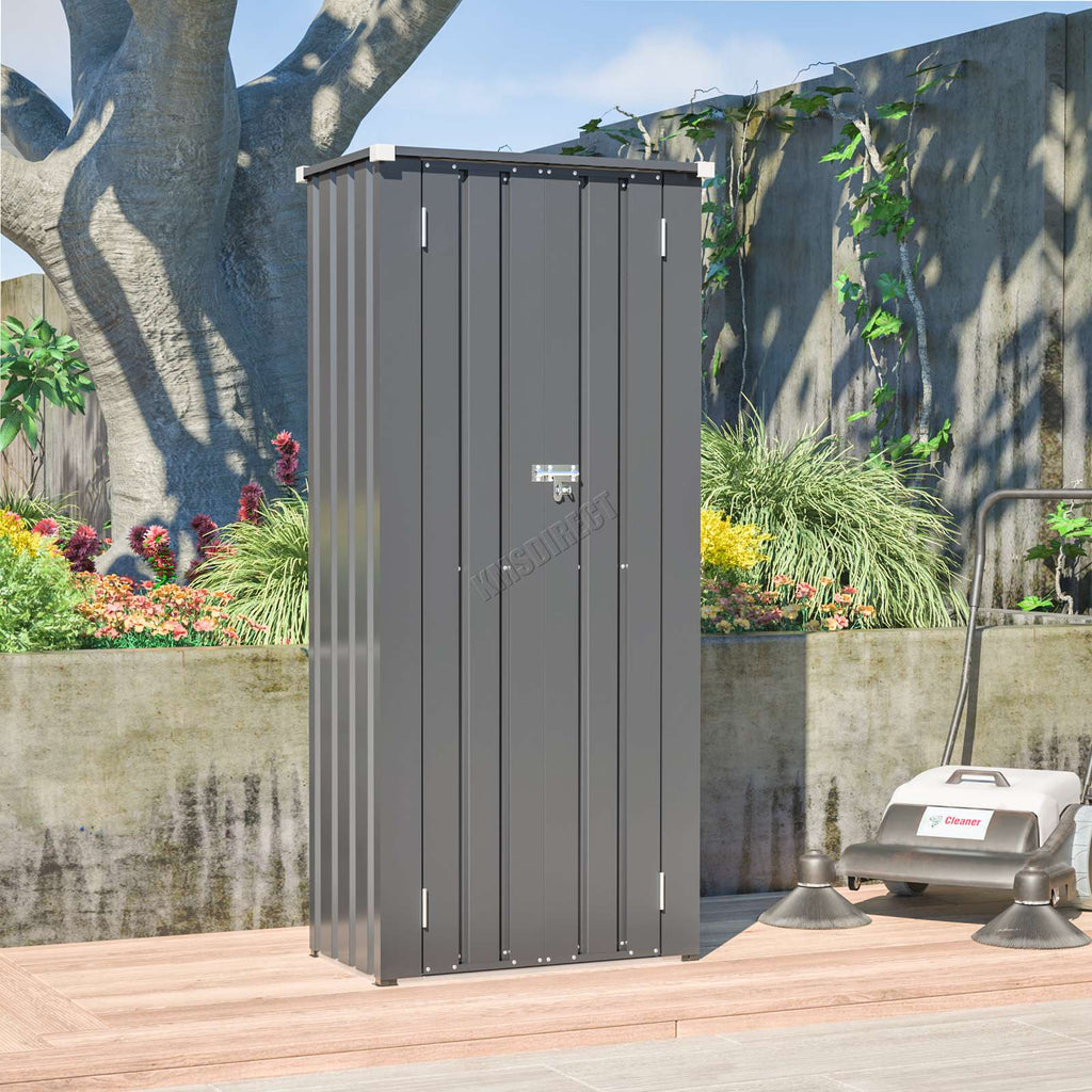 BIRCHTREE Metal Garden Storage Box Weatherproof Cabinet with Shelves