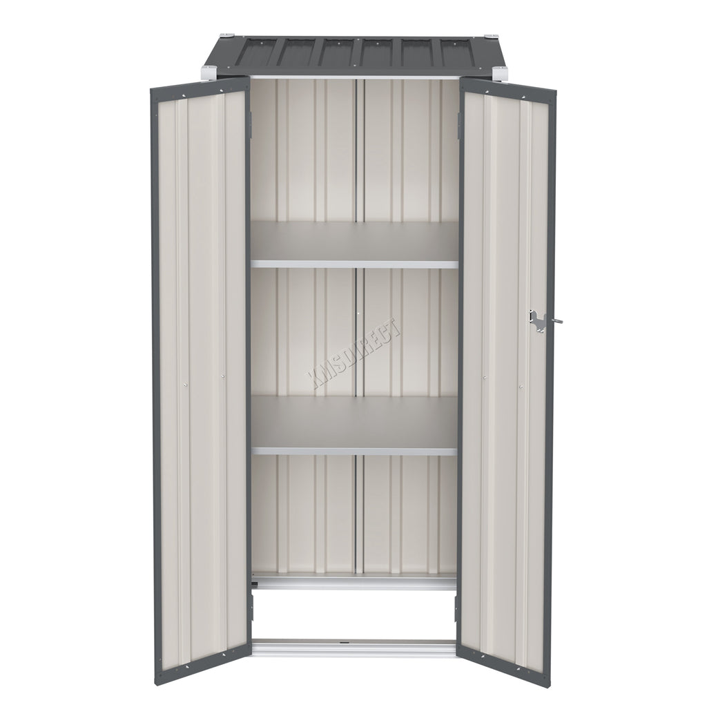 BIRCHTREE Metal Garden Storage Box Weatherproof Cabinet with Shelves