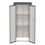 BIRCHTREE Metal Garden Storage Box Weatherproof Cabinet with Shelves