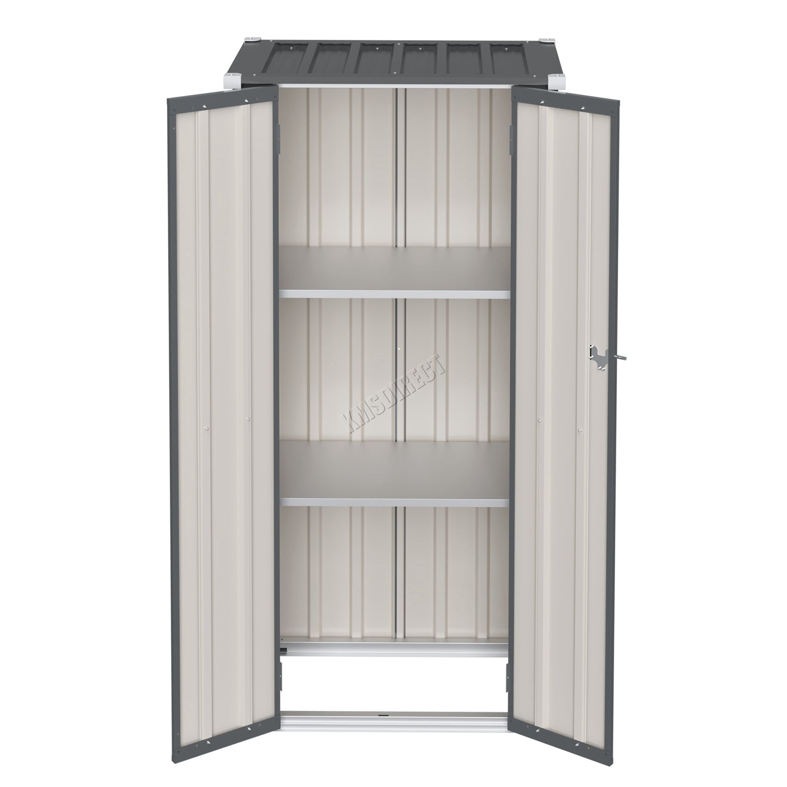 BIRCHTREE Metal Garden Storage Box Weatherproof Cabinet with Shelves