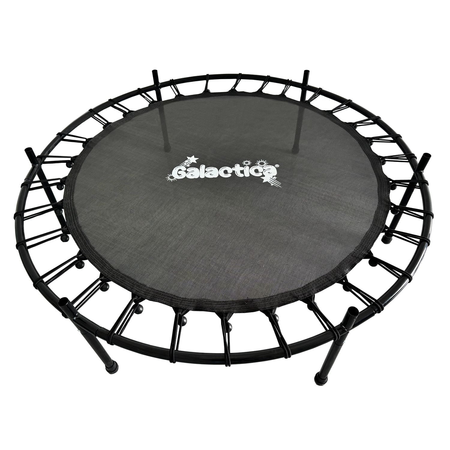 Garden trampoline jumping pad with springs and frame on a white background.