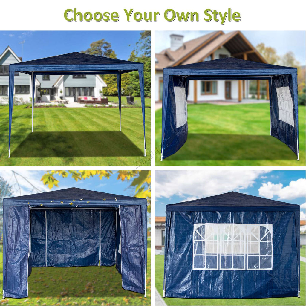 BIRCHTREE Gazebo PE 3x3m Tent With 4 Walls Canopy