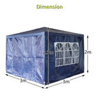 BIRCHTREE Gazebo PE 3x3m Tent With 4 Walls Canopy
