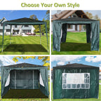 BIRCHTREE Gazebo PE 3x3m Tent With 4 Walls Canopy