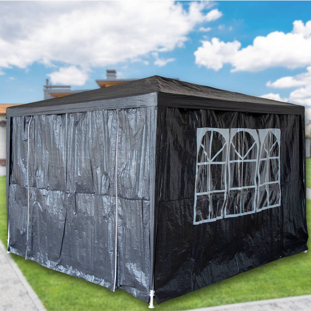 BIRCHTREE Gazebo PE 3x3m Tent With 4 Walls Canopy