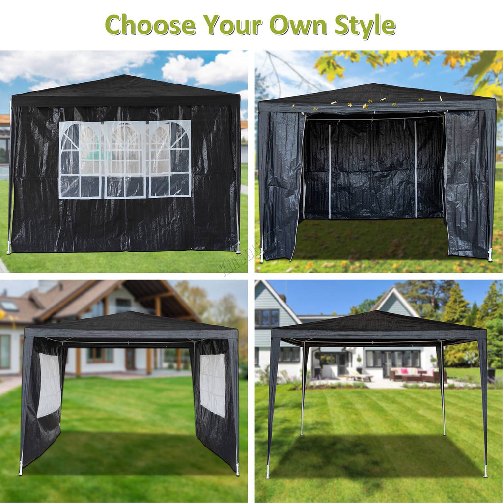 BIRCHTREE Gazebo PE 3x3m Tent With 4 Walls Canopy