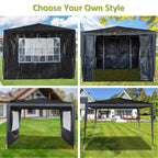 BIRCHTREE Gazebo PE 3x3m Tent With 4 Walls Canopy