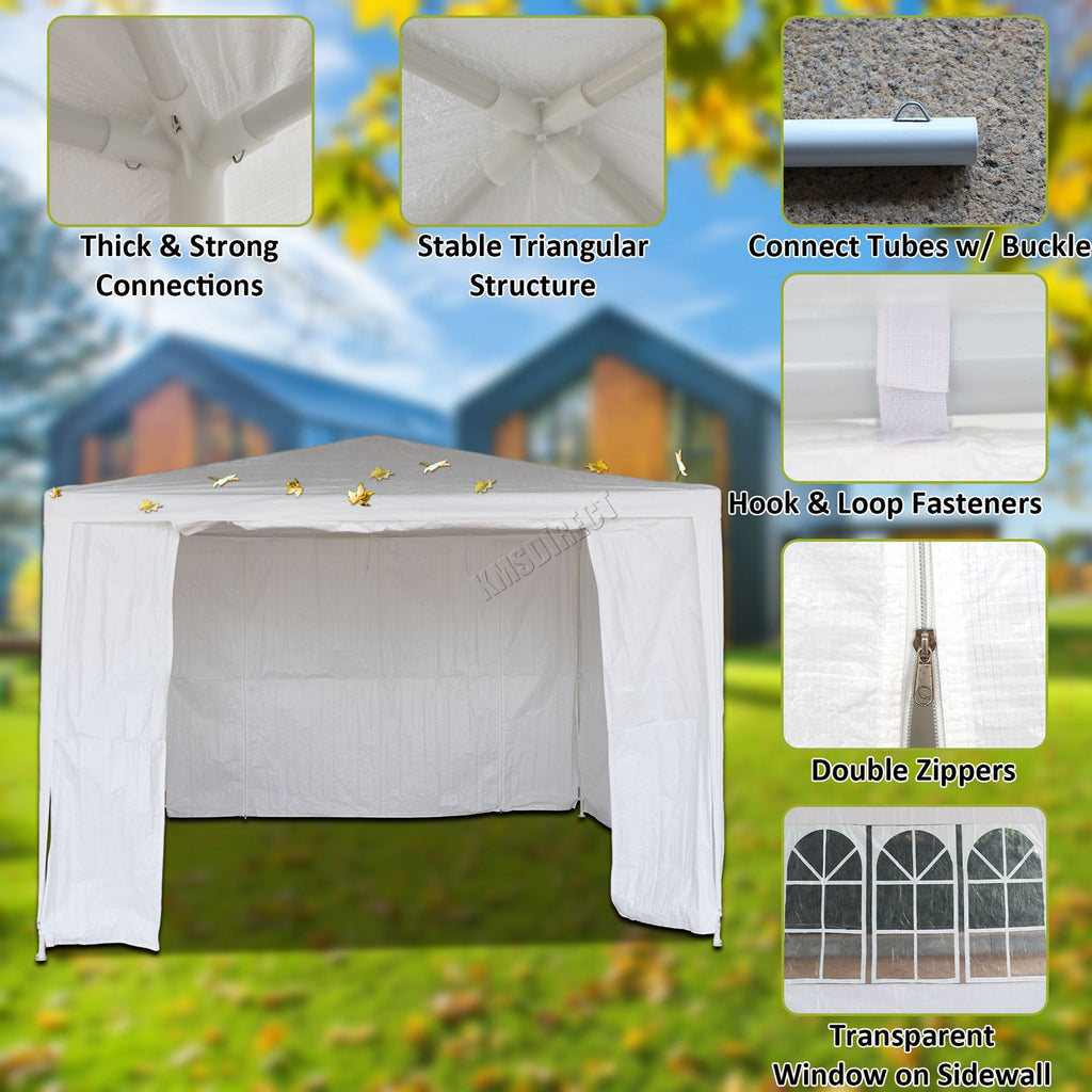 BIRCHTREE Gazebo PE 3x3m Tent With 4 Walls Canopy