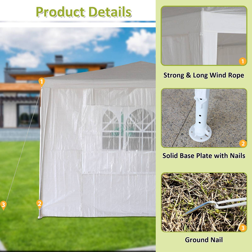 BIRCHTREE Gazebo PE 3x3m Tent With 4 Walls Canopy