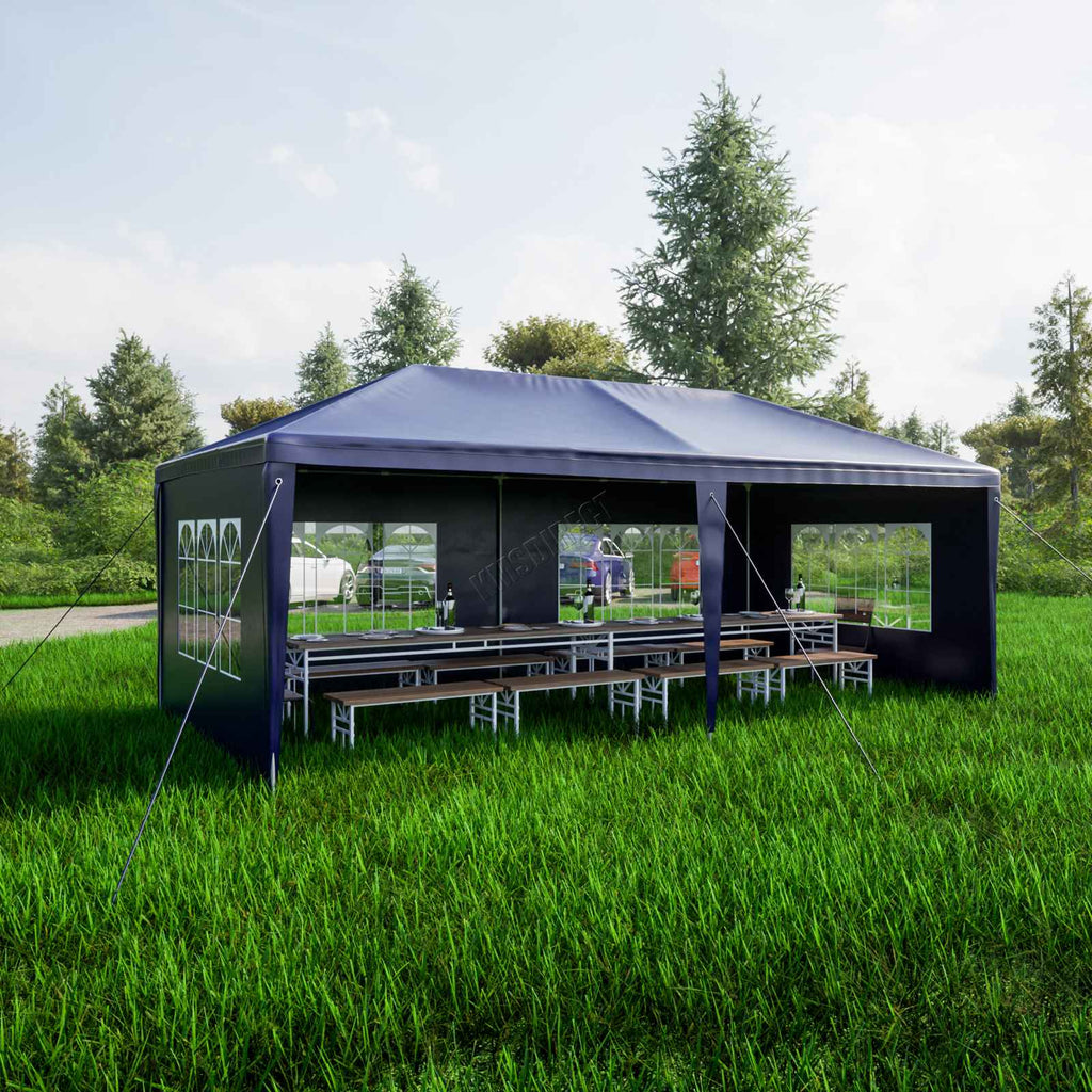 BIRCHTREE Gazebo PE 3x6m Tent With 6 Walls Canopy
