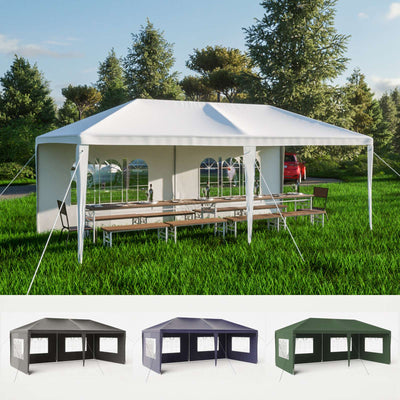 BIRCHTREE Gazebo PE 3x6m Tent With 6 Walls Canopy
