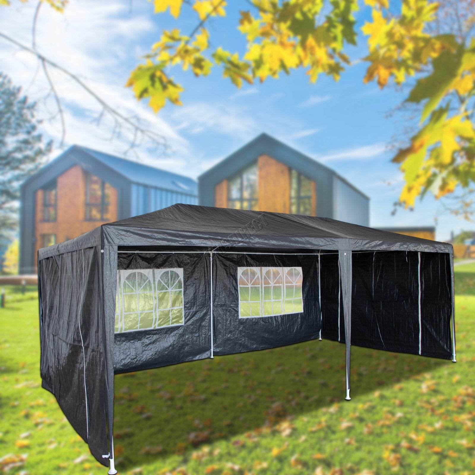 BIRCHTREE Gazebo PE 3x6m Tent With 6 Walls Canopy