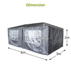 BIRCHTREE Gazebo PE 3x6m Tent With 6 Walls Canopy