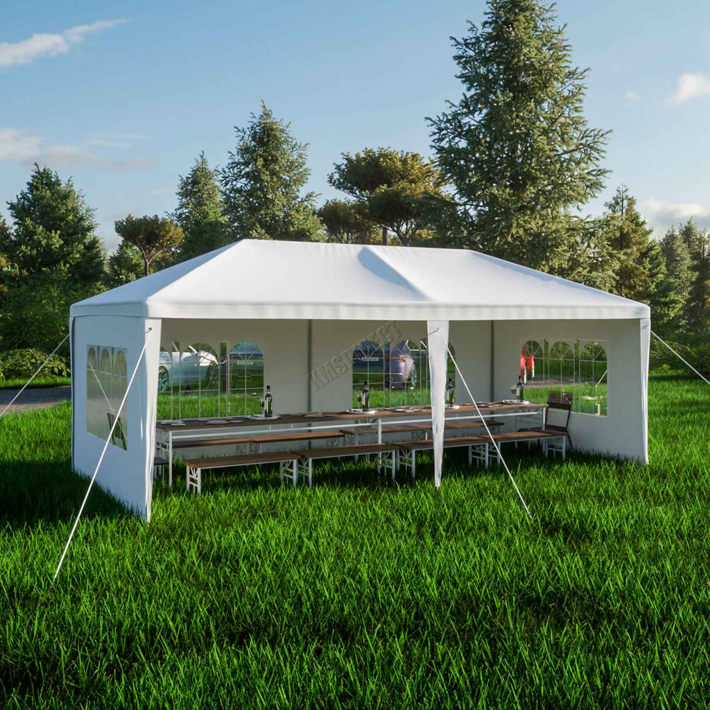 BIRCHTREE Gazebo PE 3x6m Tent With 6 Walls Canopy