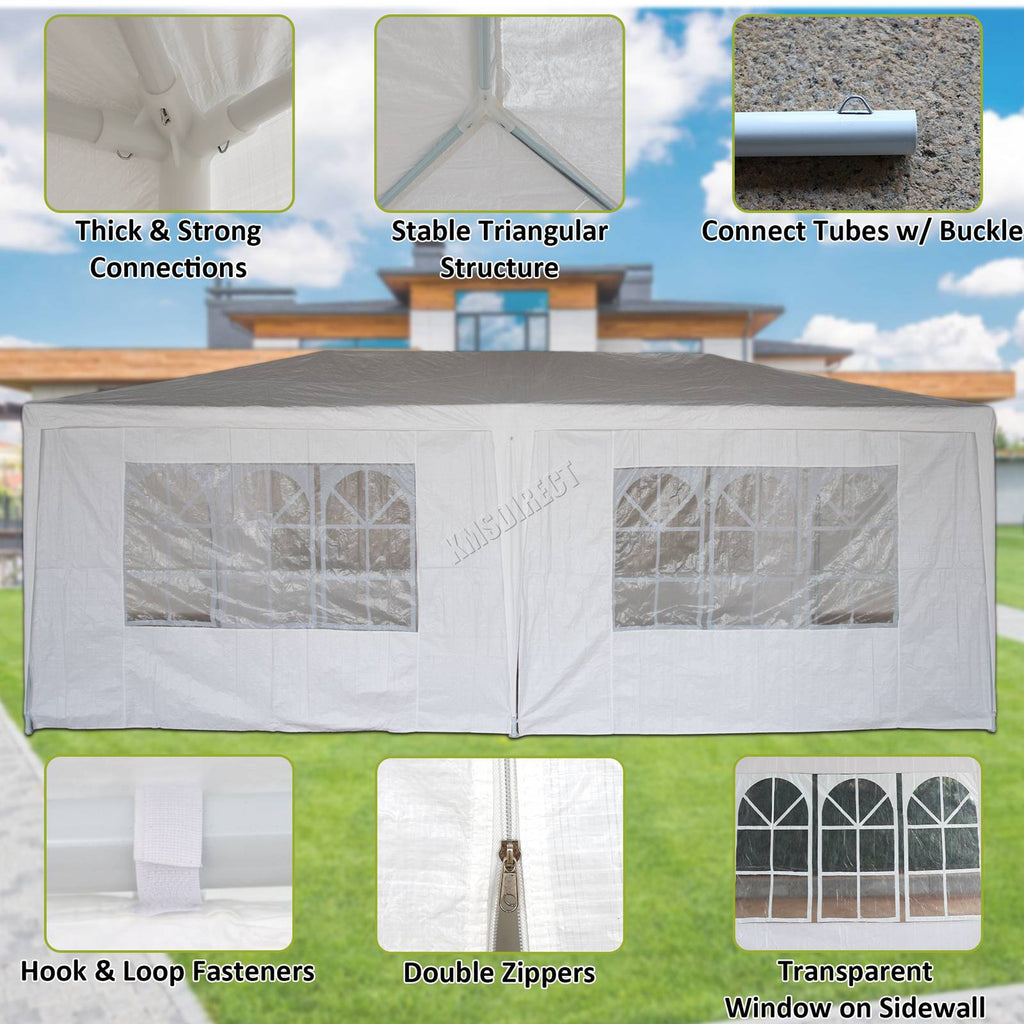 BIRCHTREE Gazebo PE 3x6m Tent With 6 Walls Canopy