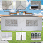 BIRCHTREE Gazebo PE 3x6m Tent With 6 Walls Canopy