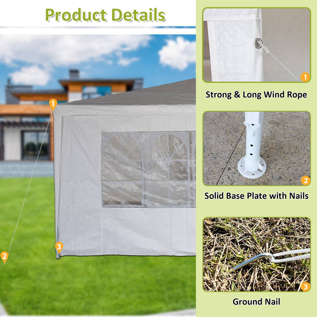 BIRCHTREE Gazebo PE 3x6m Tent With 6 Walls Canopy