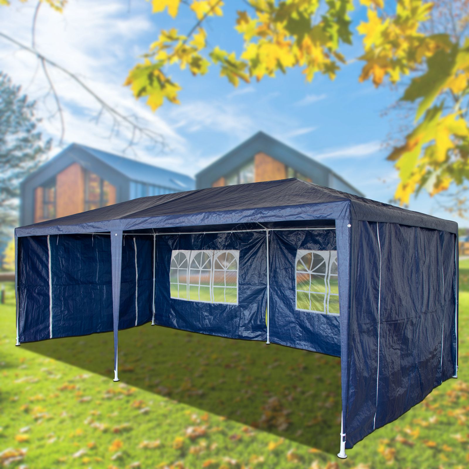 BIRCHTREE Gazebo PE 3x6m Tent With 6 Walls Canopy