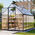 BIRCHTREE Garden Polycarbonate Greenhouse Walk-In Aluminium Frame