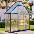 BIRCHTREE Garden Polycarbonate Greenhouse Walk-In Aluminium Frame