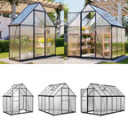 BIRCHTREE Garden Polycarbonate Greenhouse Walk-In Aluminium Frame