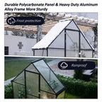 BIRCHTREE Garden Polycarbonate Greenhouse Walk-In Aluminium Frame