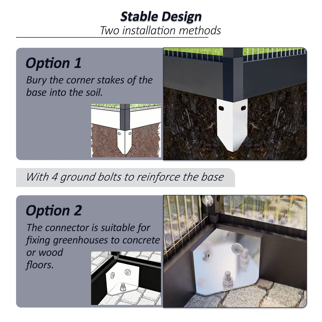 BIRCHTREE Garden Polycarbonate Greenhouse Walk-In Aluminium Frame