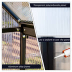 BIRCHTREE Garden Polycarbonate Greenhouse Walk-In Aluminium Frame